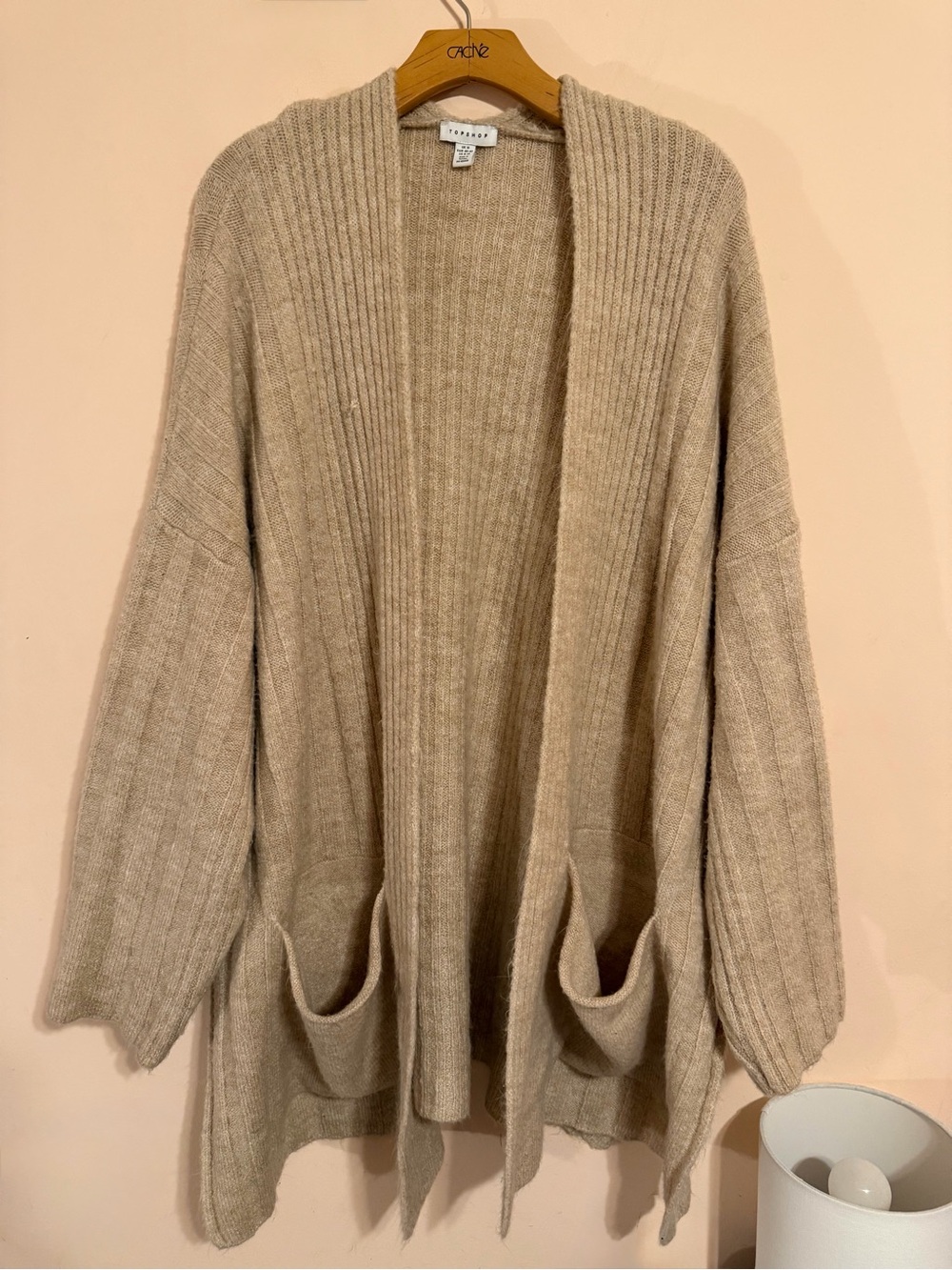 Oversized Oatmeal Ribbed Cardigan - Picture 2 of 6